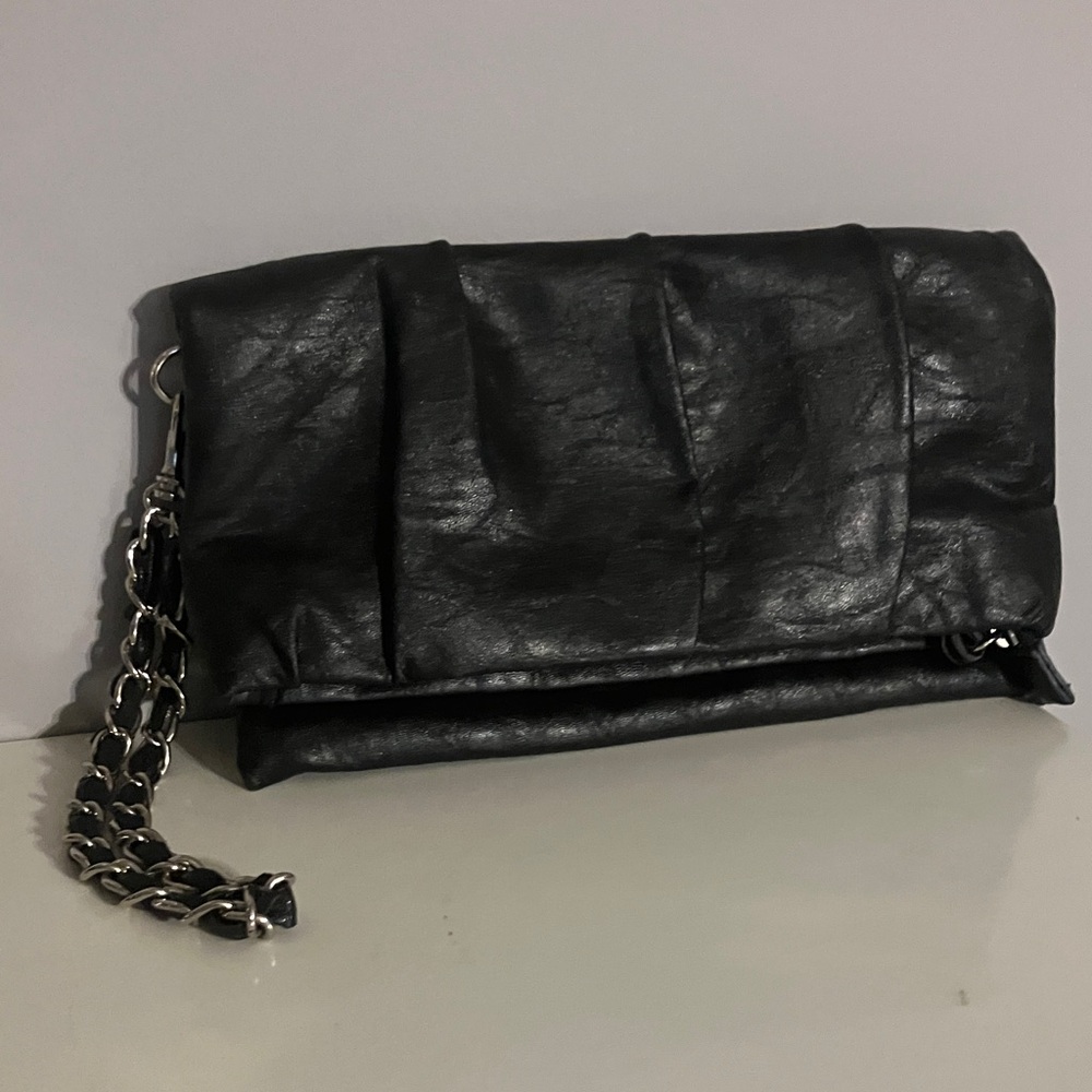 Express Elegant Black Leather Clutch